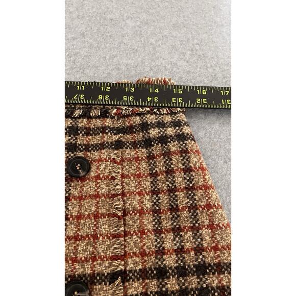 NWOT Mini Skirt Tweed 6Button Front  Dark Academia Preppy Raw Hem SZ Med - Picture 10 of 12